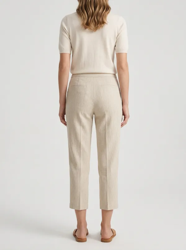 Essential Herringbone Pattern Look Women's Cropped Pants