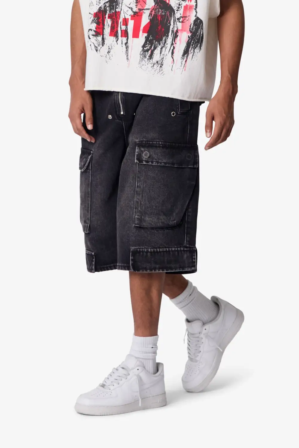 Utility Cargo Denim Shorts