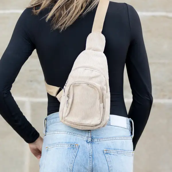 Double Zip Corduroy Sling Bag