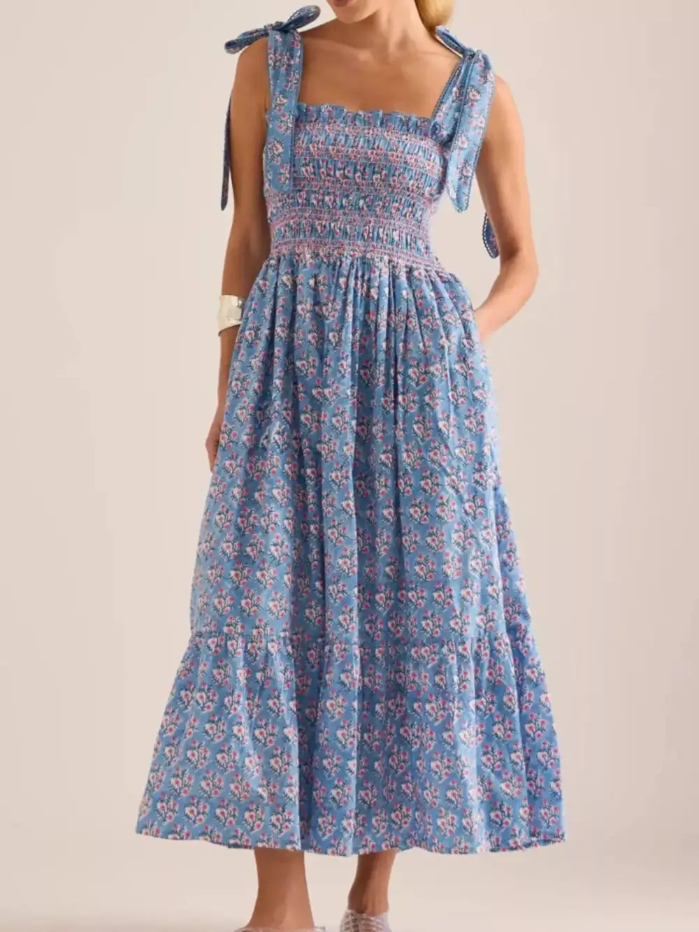 Floral Smocked Midi Dress
