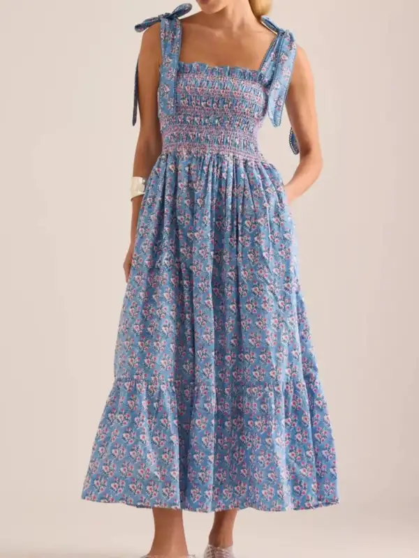 Floral Smocked Midi Dress