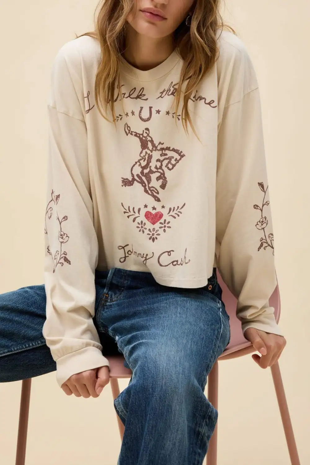 Ribbed Boxy Relaxed Long Sleeve Tee