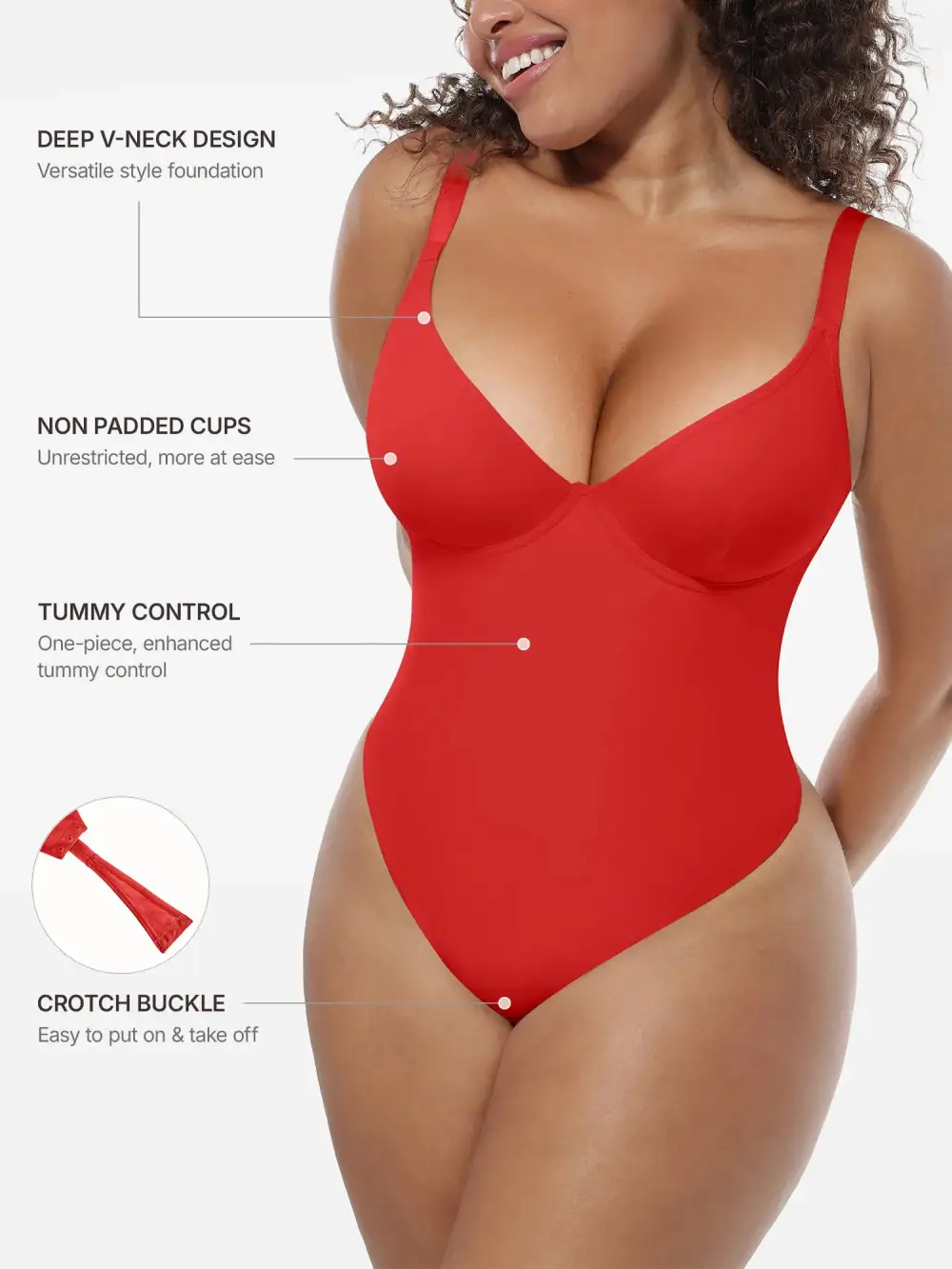 V Neck Deep Shaping Bodysuit