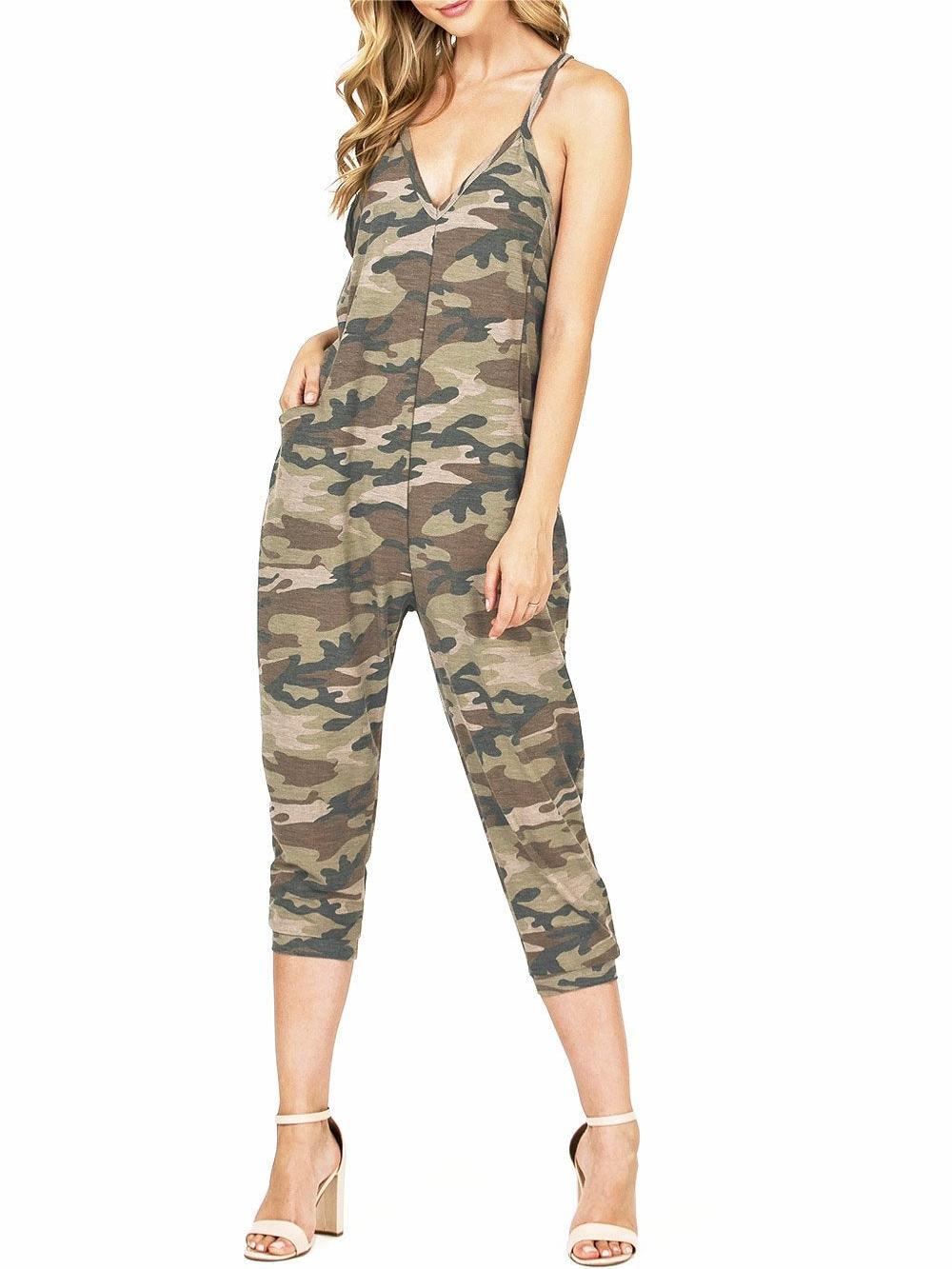 Camouflage Capri - Length Jumpsuit