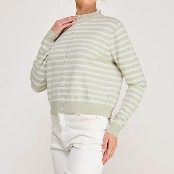 Mockneck Stripe Cardigan