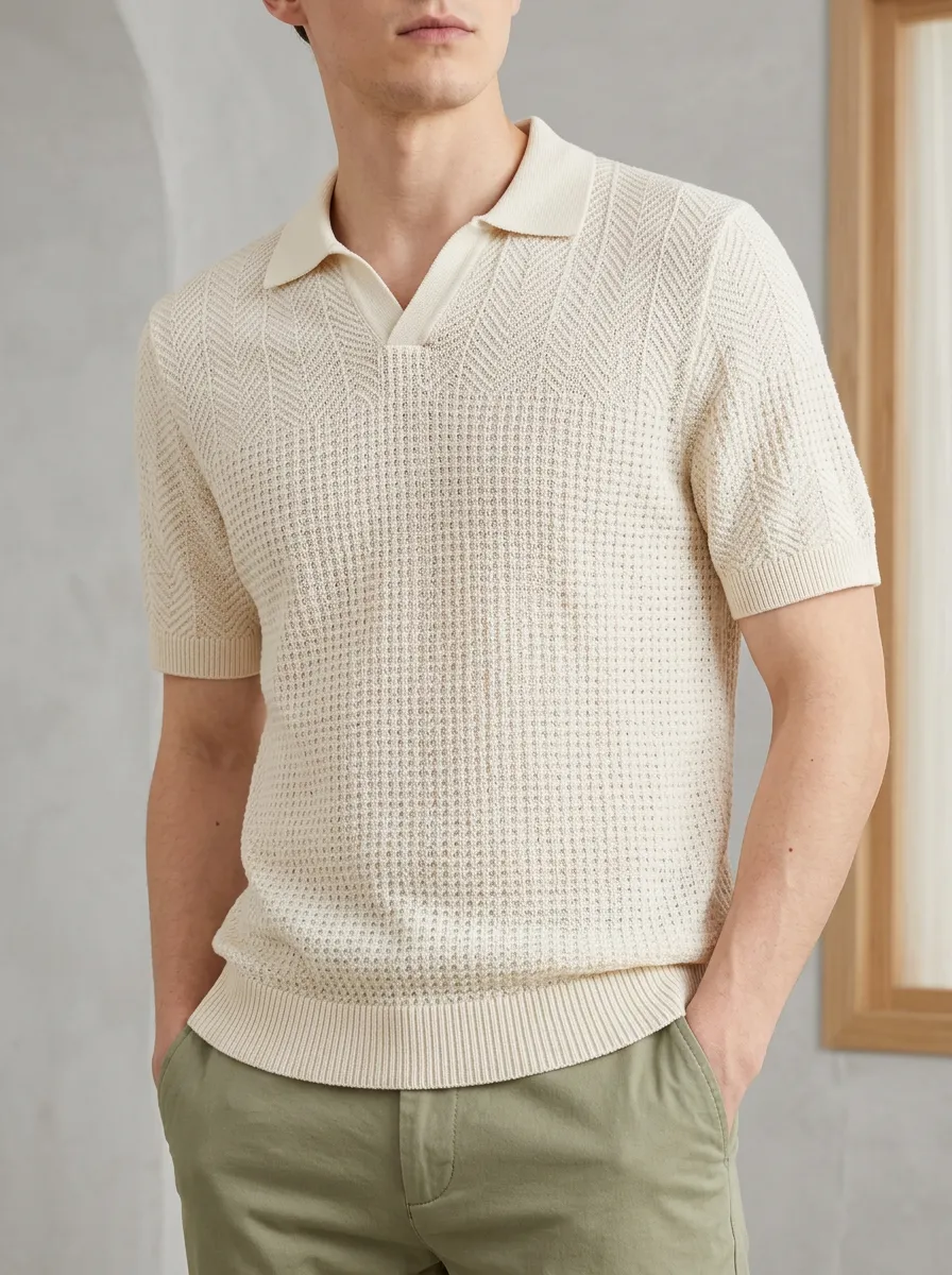 Men's Relaxed Easy-Fit Knit Polo Shirt
