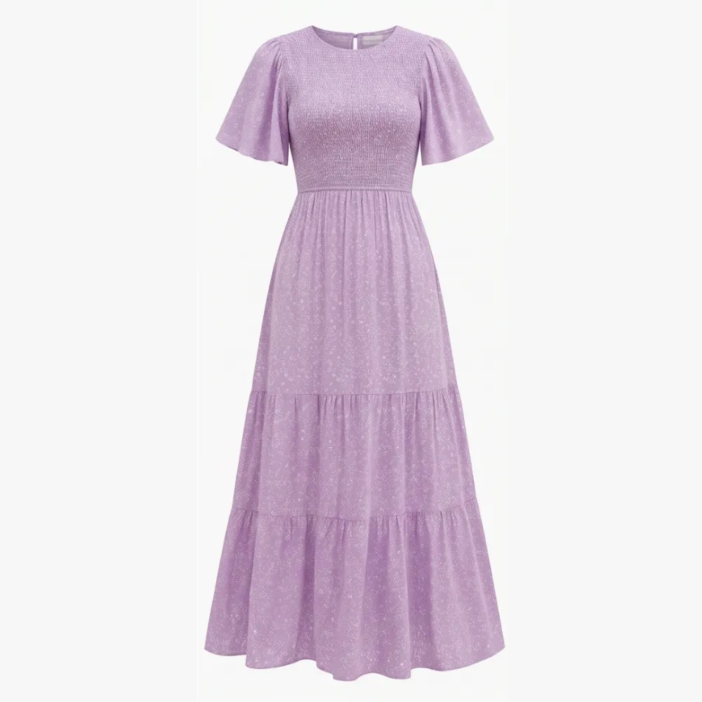 Textured Smocked Floral Maxi Dress
