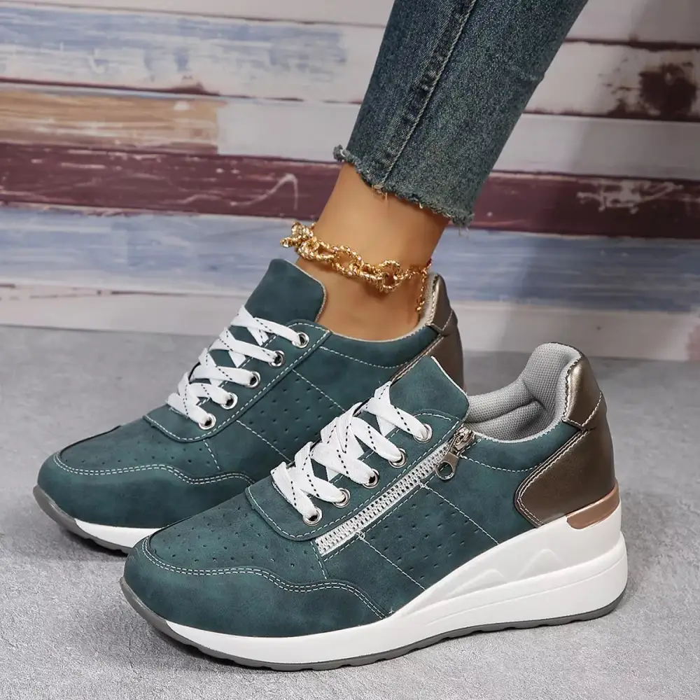 Refined Lace-Up Wedge Sneakers