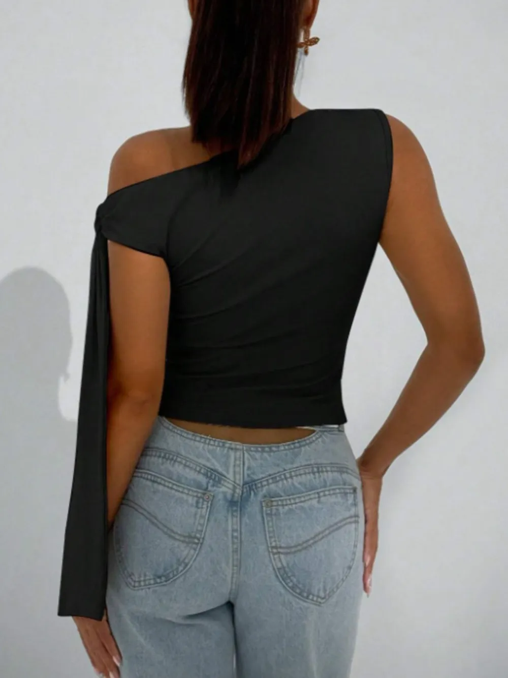 Textured One Shoulder Top