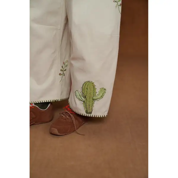 Wide Leg Embroidered Pants