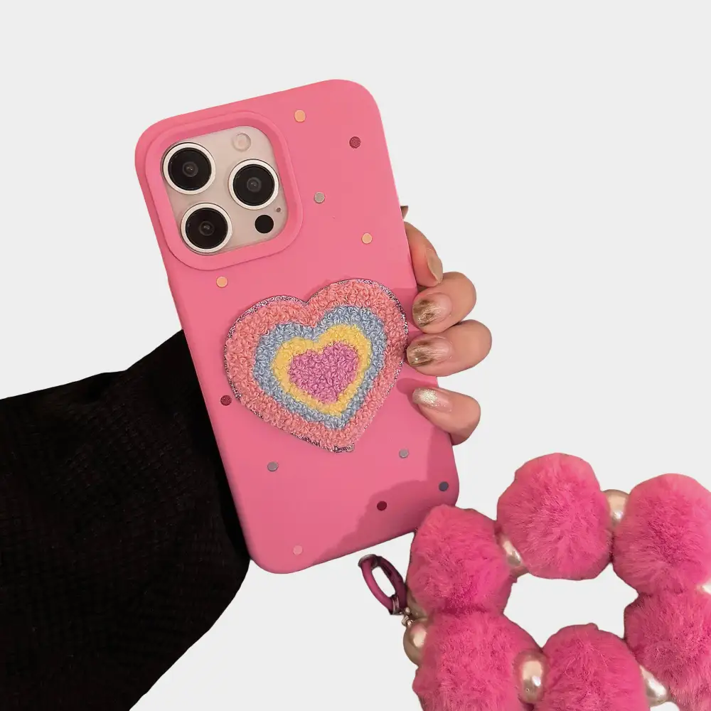Heart Beaded Wristlet Phone Case
