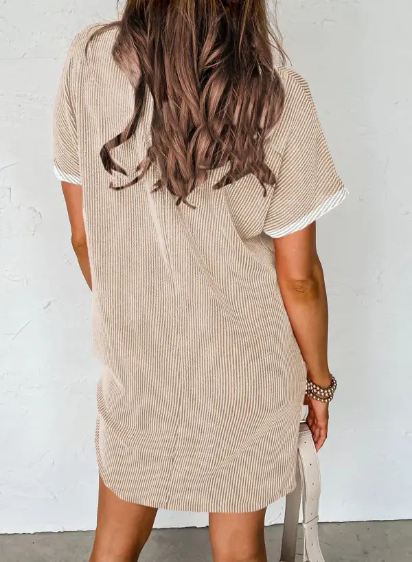 Polished Detail Patchwork Ribbed Dress