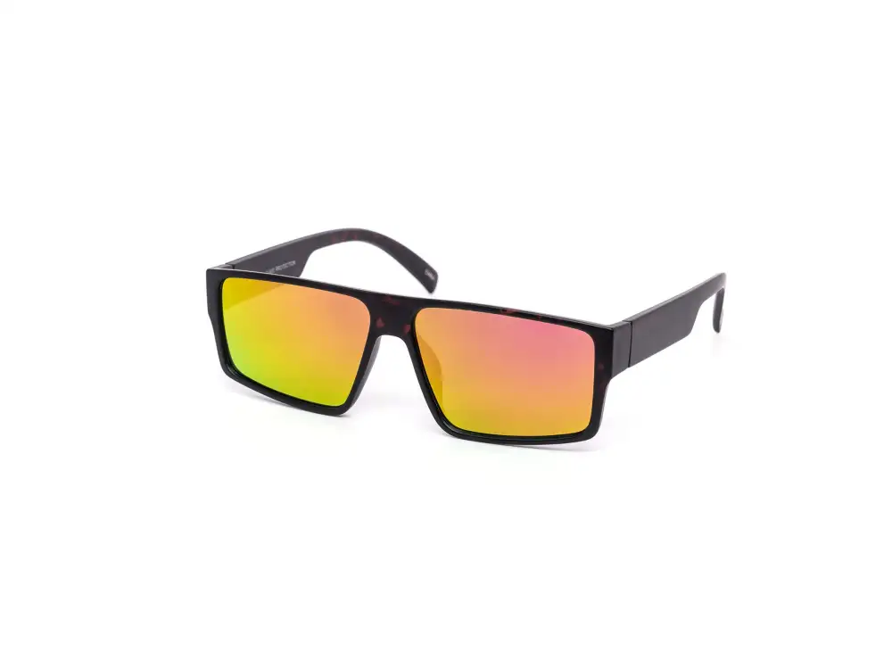 12-Pack All-Black Classy Wraparound Square Burnt Mirror Sunglasses