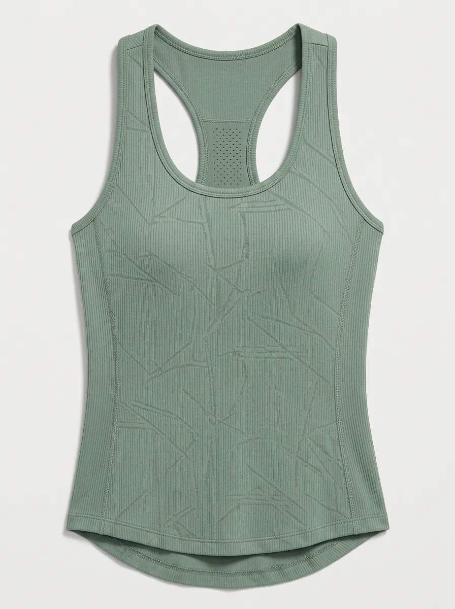 Women's Yoga Fitness Sage Green Geometric Pattern Printed Tank Top