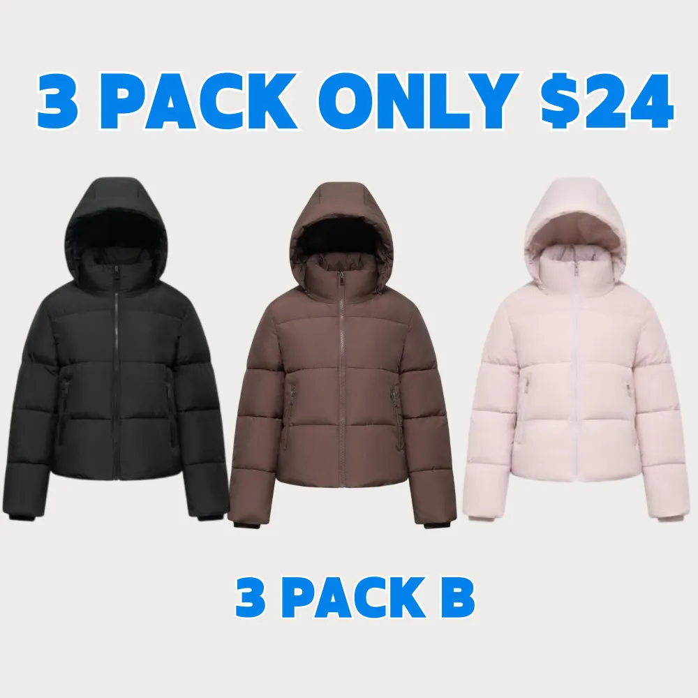 WarmCore Premium Short Puffer Jackets with Removable Hood & Optional Faux Fur Linging