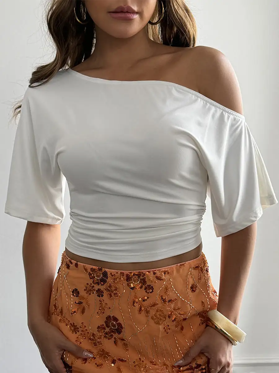 Short Sleeve One Shoulder T-Shirt