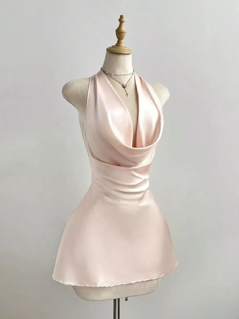 Satin Backless Halter Neck Dress