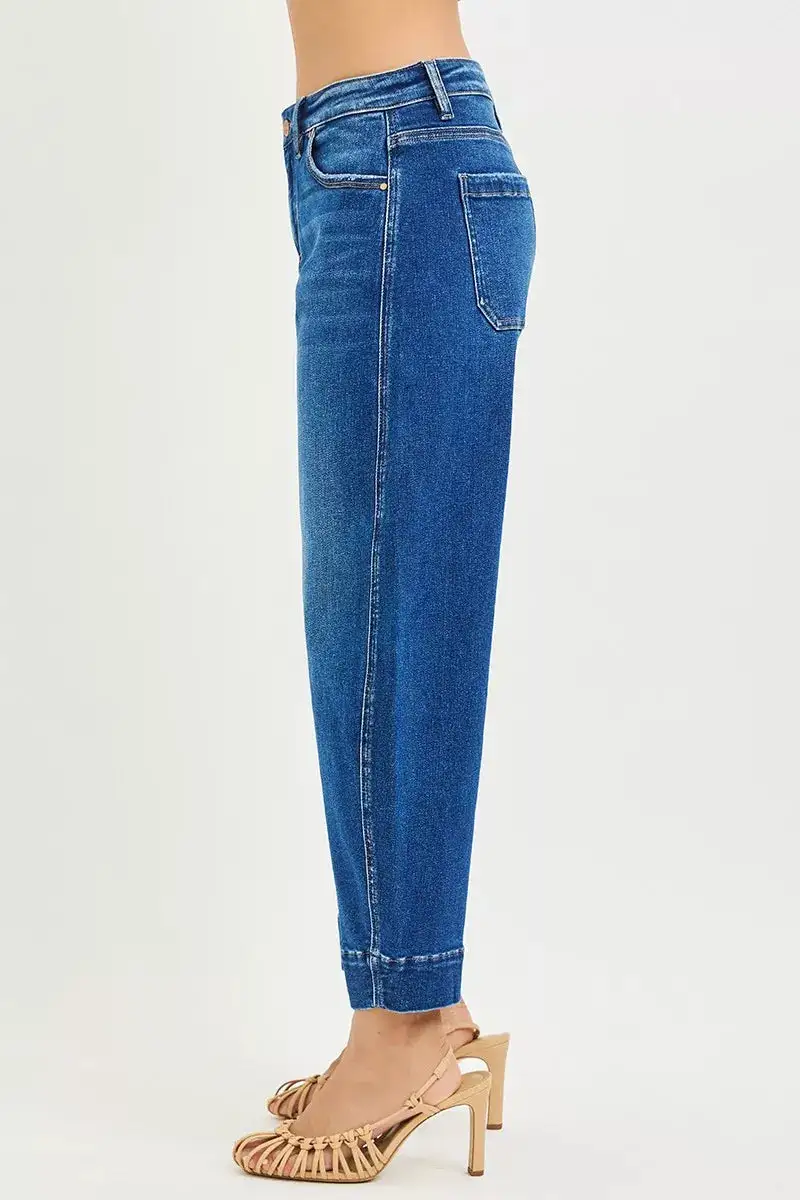 Mid Rise Barrel Leg Denim Jeans
