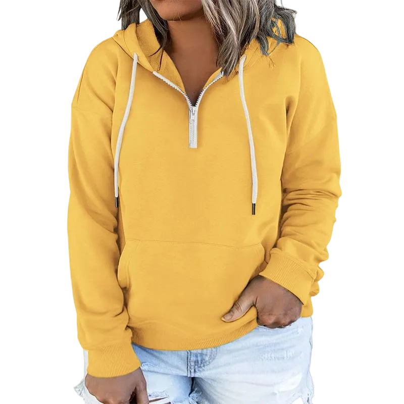 Women's Plus Size Quarter-Zip Hoodie - Lightweight Pullover with Pocket (1X-4X)