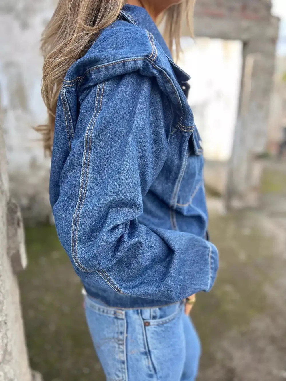 Plus Size Button Up Chest Pockets Jacket