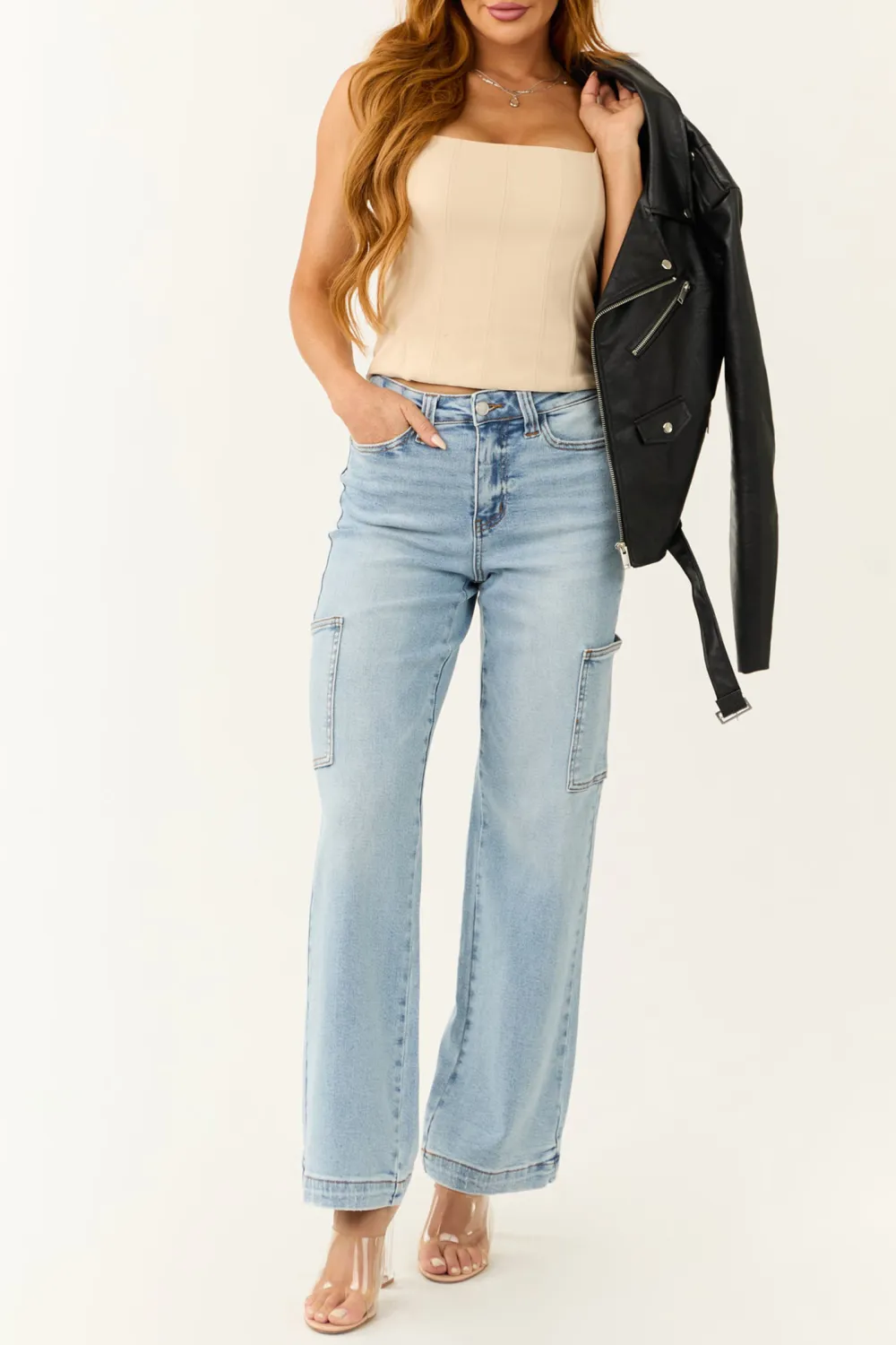 Beige Square Neck Bustier Tank Top