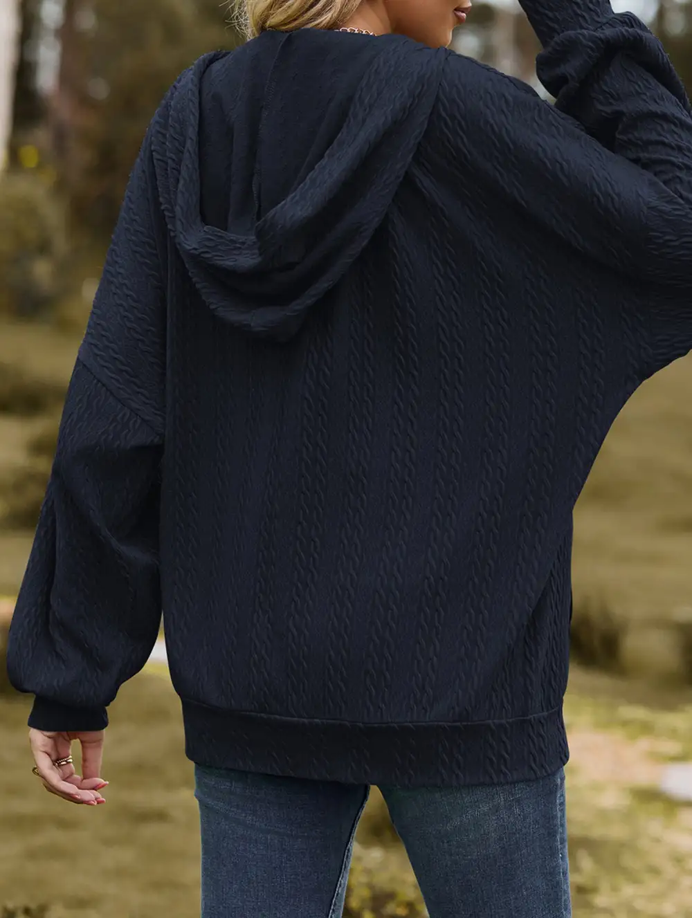 Pocket Long-Sleeved Loose Hooded Sweatshirt