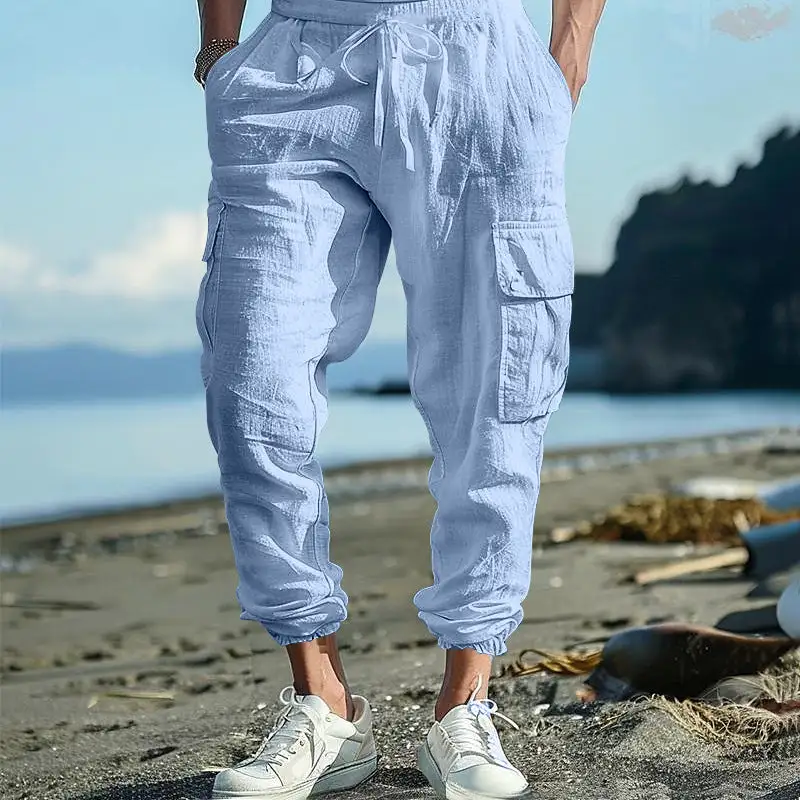 Men's Casual Cargo Waistband Pockets Cargo Pants