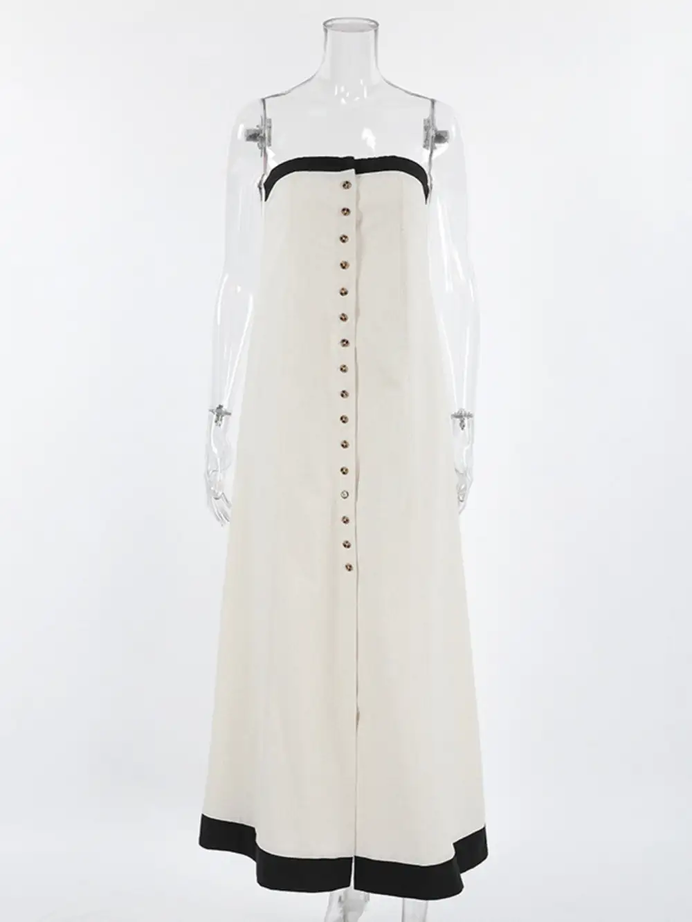 Structured Shape Button Front Maxi Dress