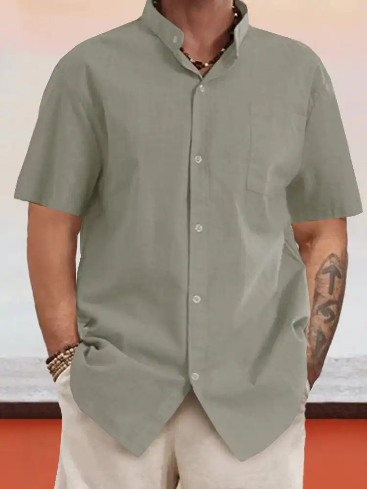 Casual Cotton Stand Collar Shirt