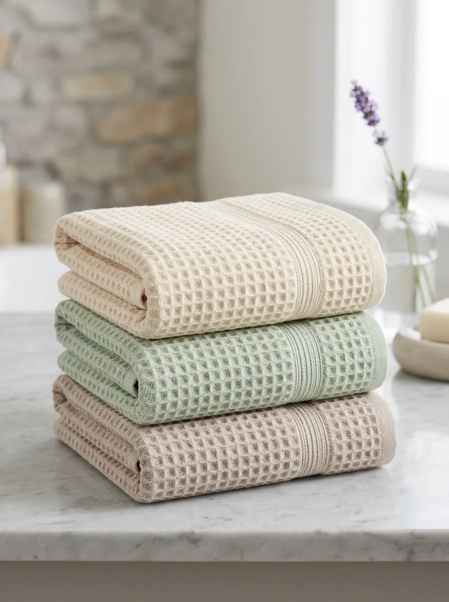 Classic Waffle-Texture Textured Three-Piece Towel Set