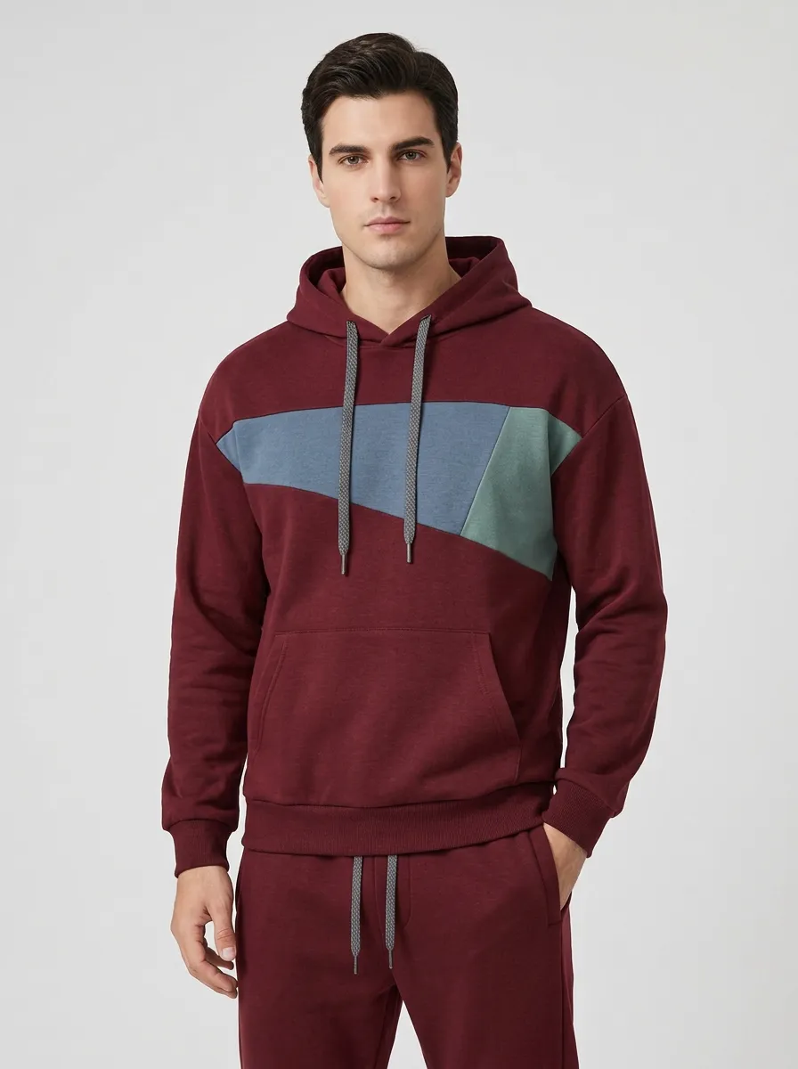 Men's Sporty Casual Colorblock Patchwork Printed Tracksuit