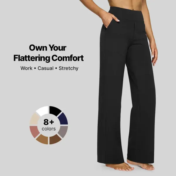 Women's  Loose High-Waist Business Casual Pants Yoga Pants Women Wide Leg Pants with Pockets Comfortable Athletic Sweatpants Outdoorfun