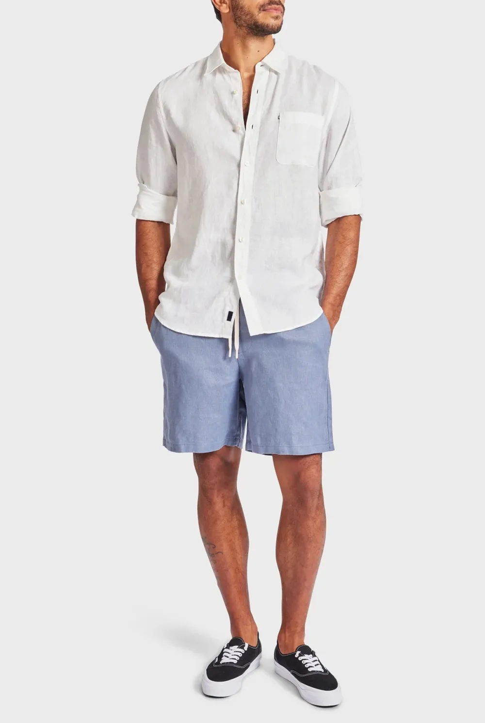 Ice Gray Linen Loose Fit Short