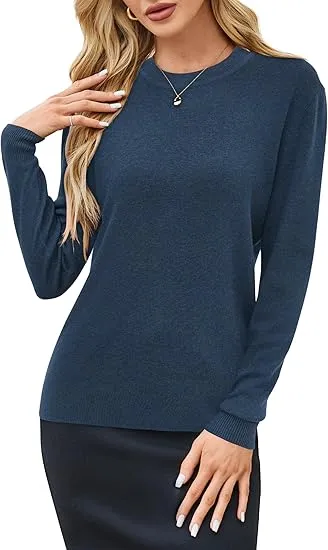 🍂 Women’s Wool Blend Classic Crew Neck Sweater – Timeless Warmth, Effortless Style