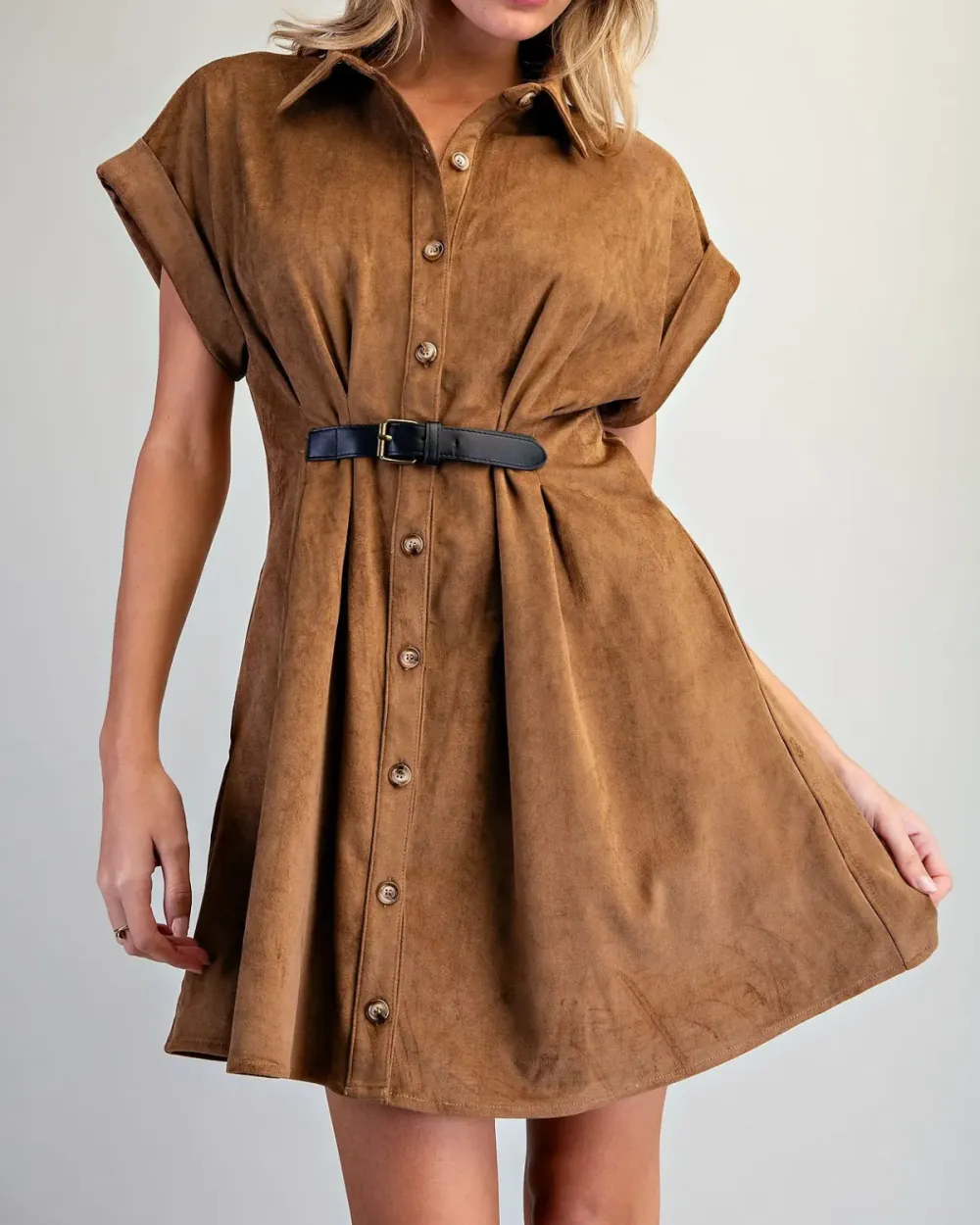 Belted Suede Mini Dress
