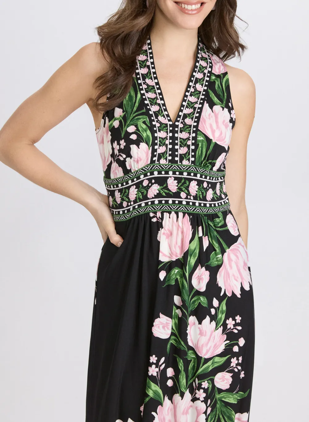 Retro Floral Print Long Dress