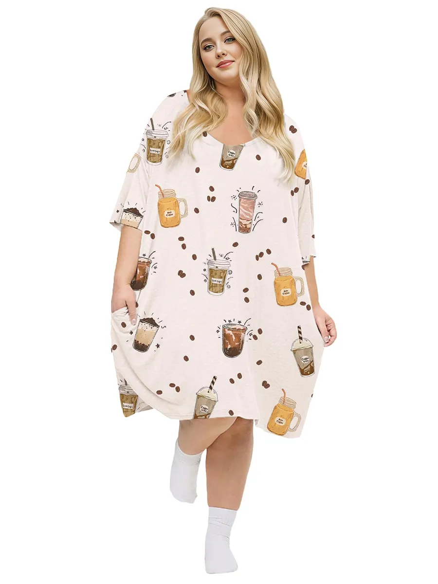 Plus Size Nightgown for Women V-Neck Sleep Dress