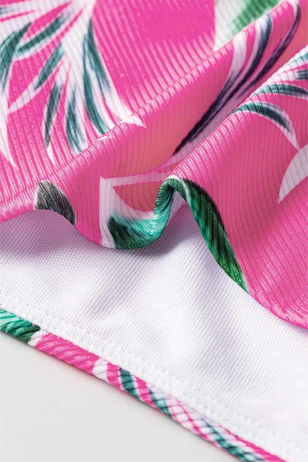 Tropical Print Textured Bottoms Bikini Bottom Pants