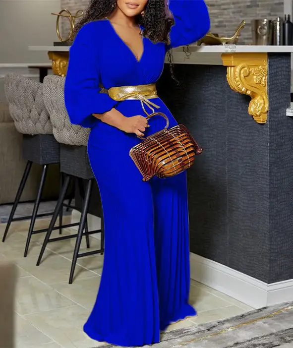 Wide Leg Pleated Jumpsuit
