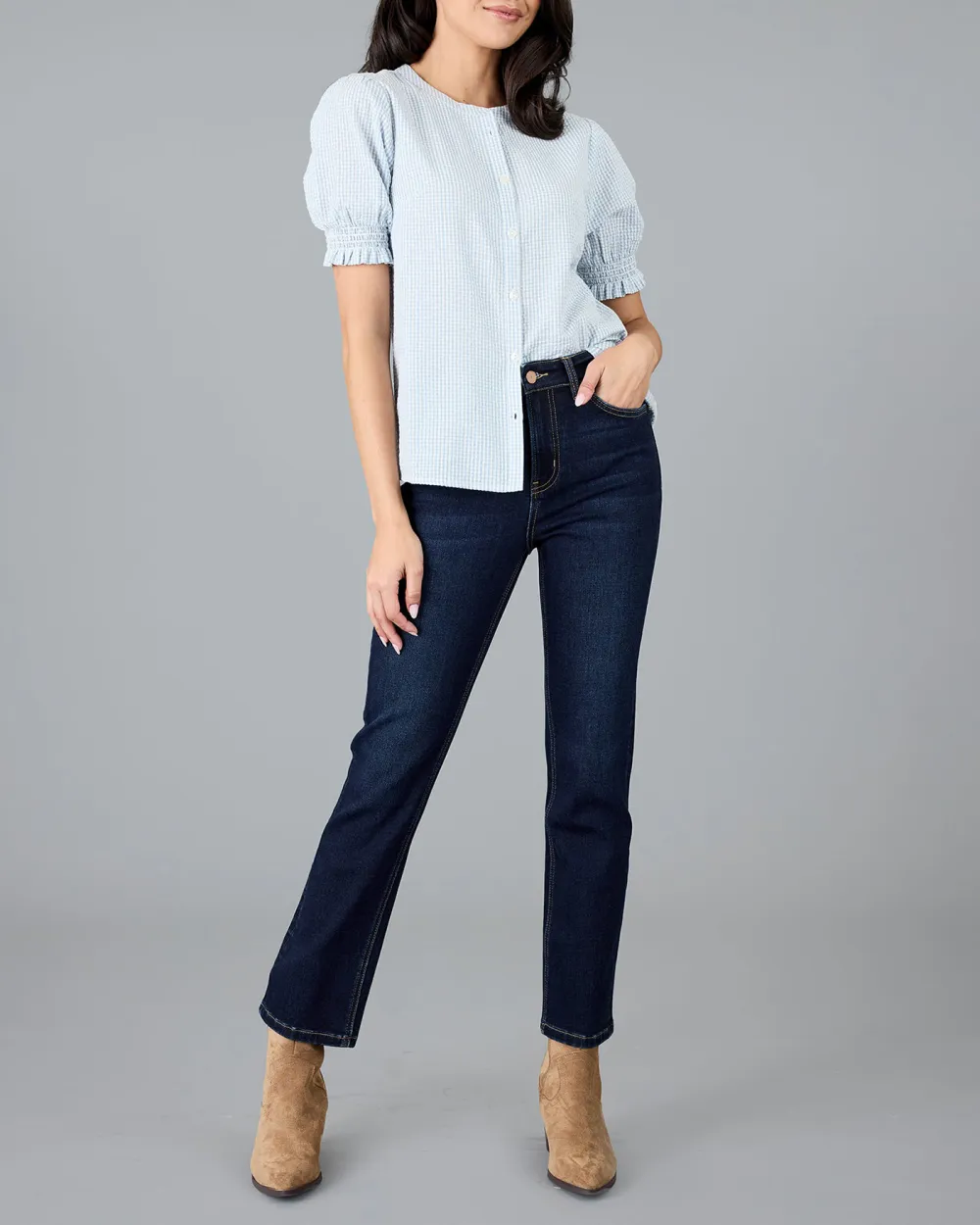 Striped Button Front Blouse
