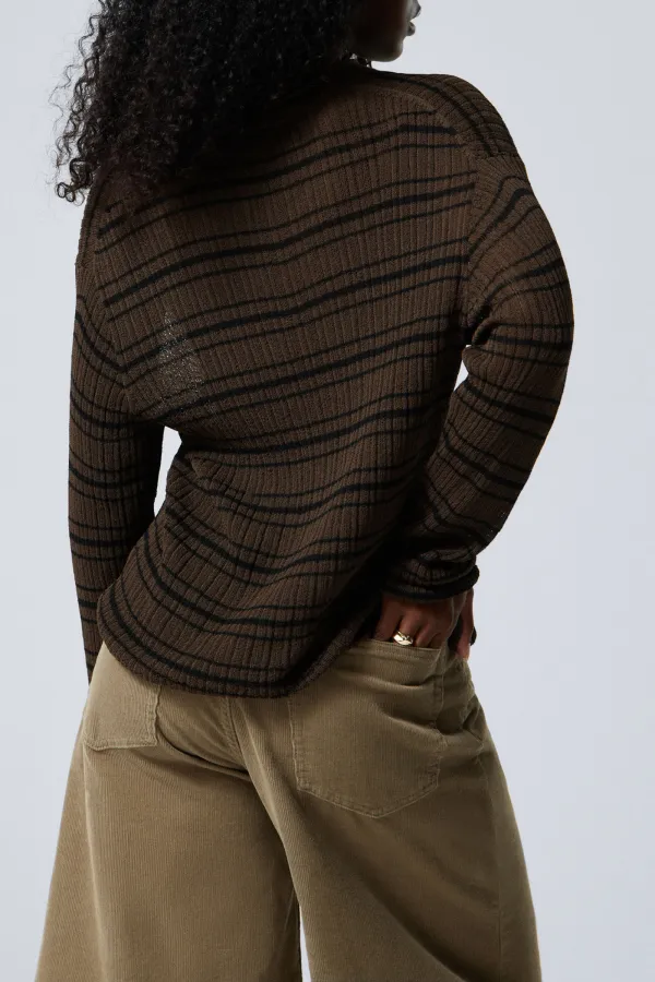 Striped V-Neck Long Sleeve Sweater