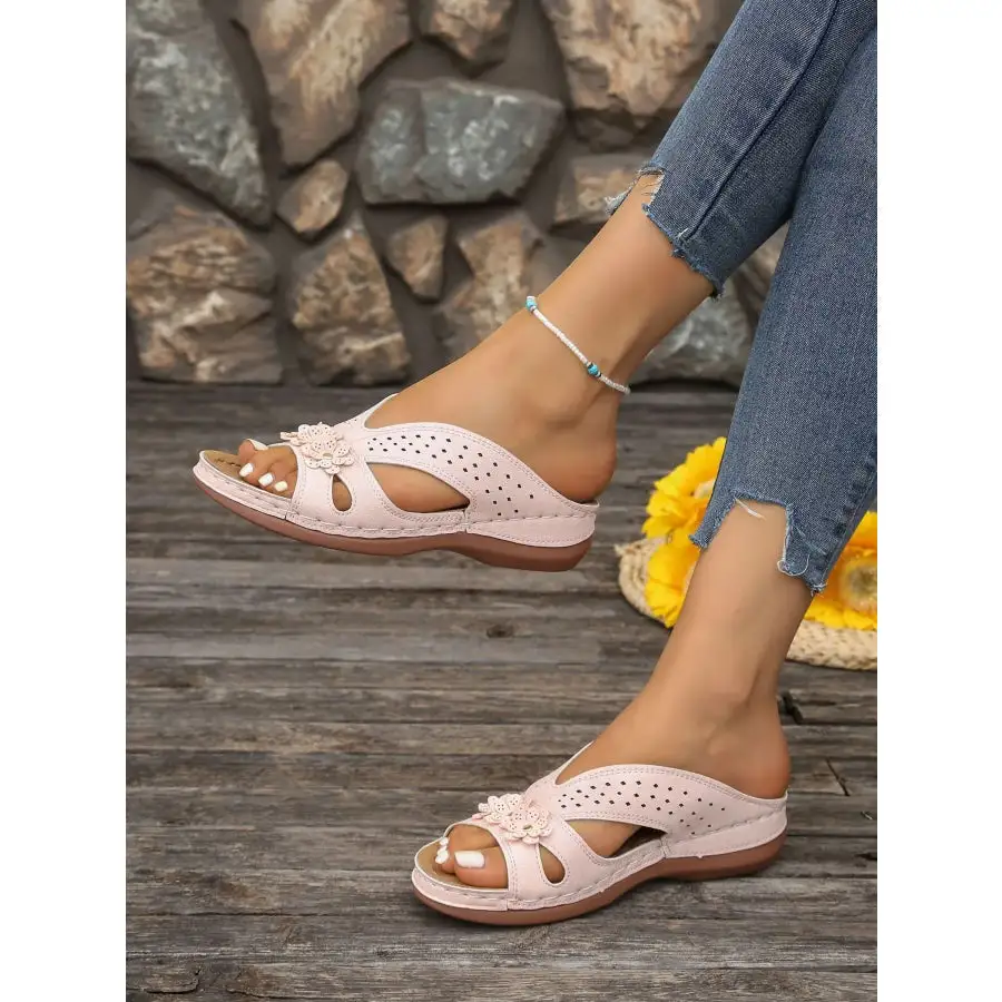 Flower Comfort Wedge Sandals