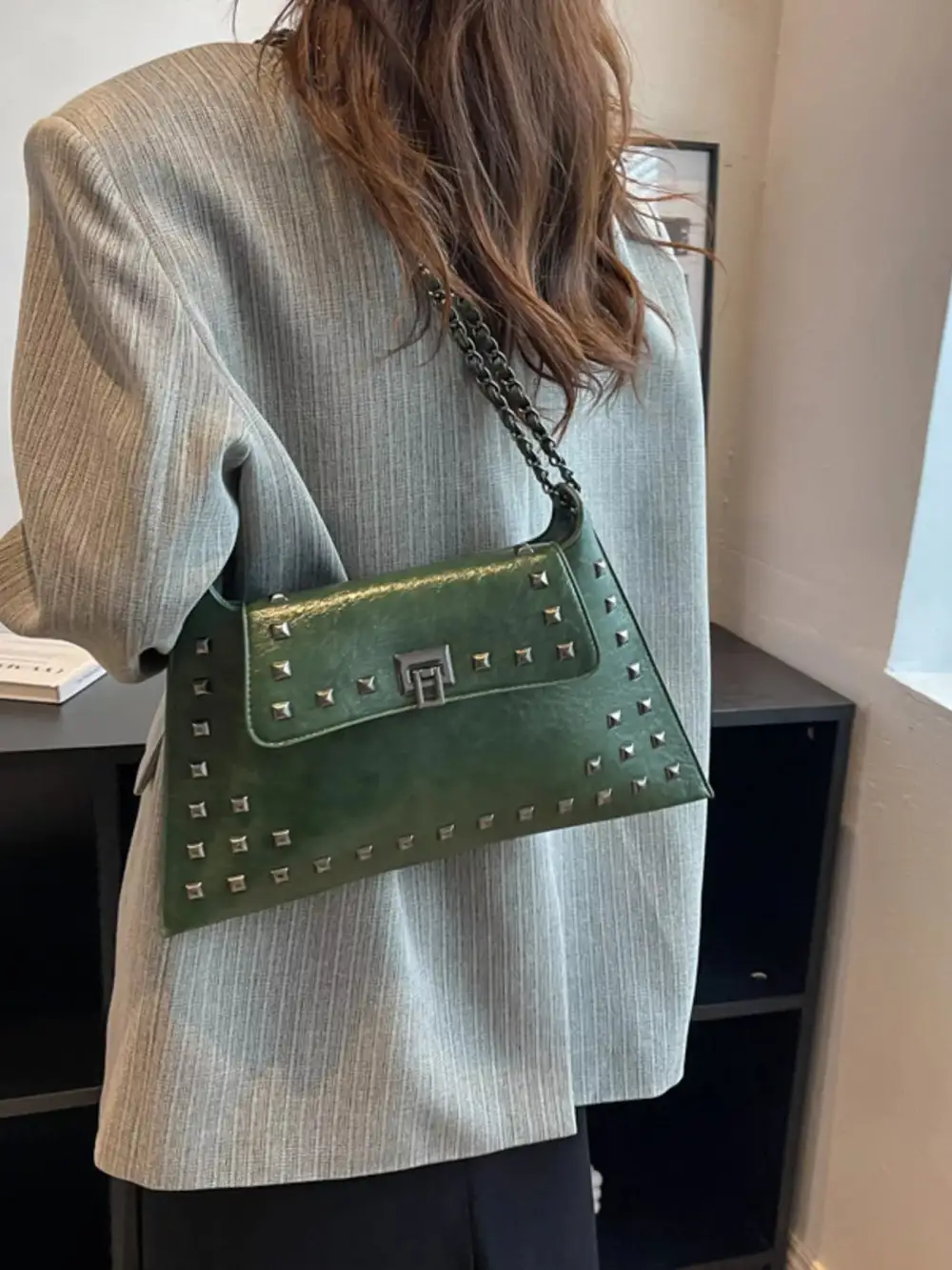 Studded Flap Chain Shoulder Bag