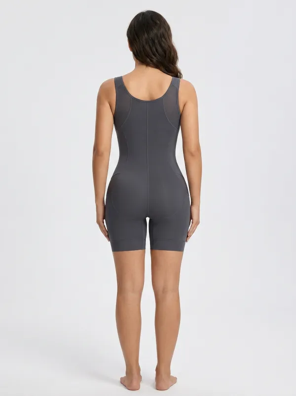 Refined Textured Women's Zip-Front Shaping Bodysuit