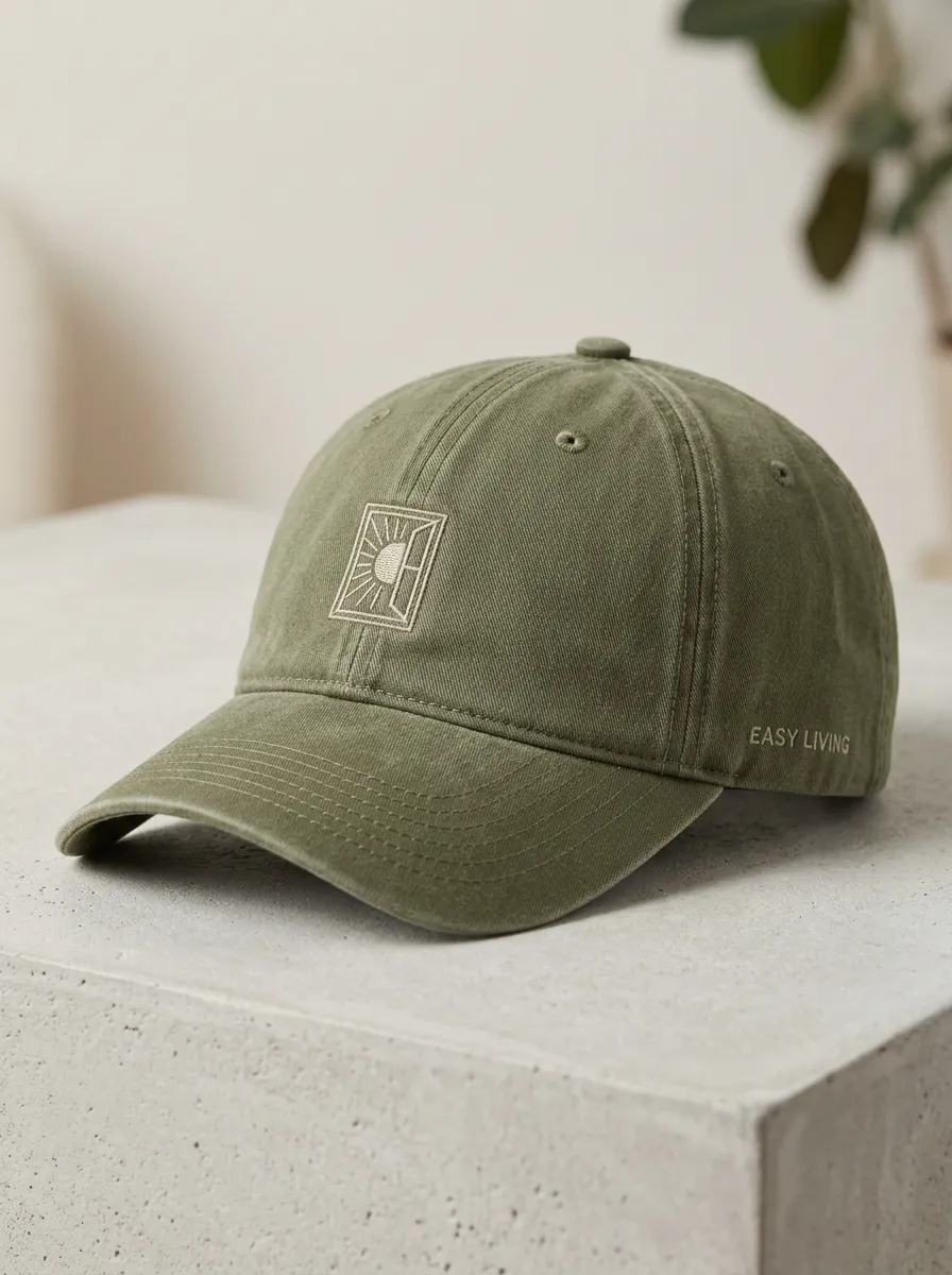 Window-Motif Embroidered Unisex Baseball Cap