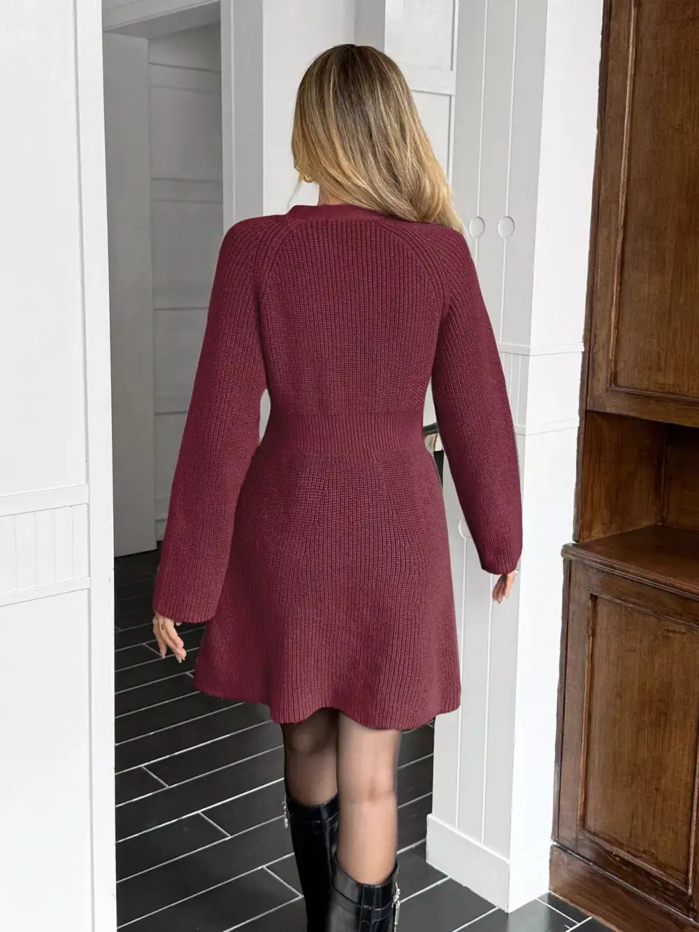 Knit Button Front Sweater Dress
