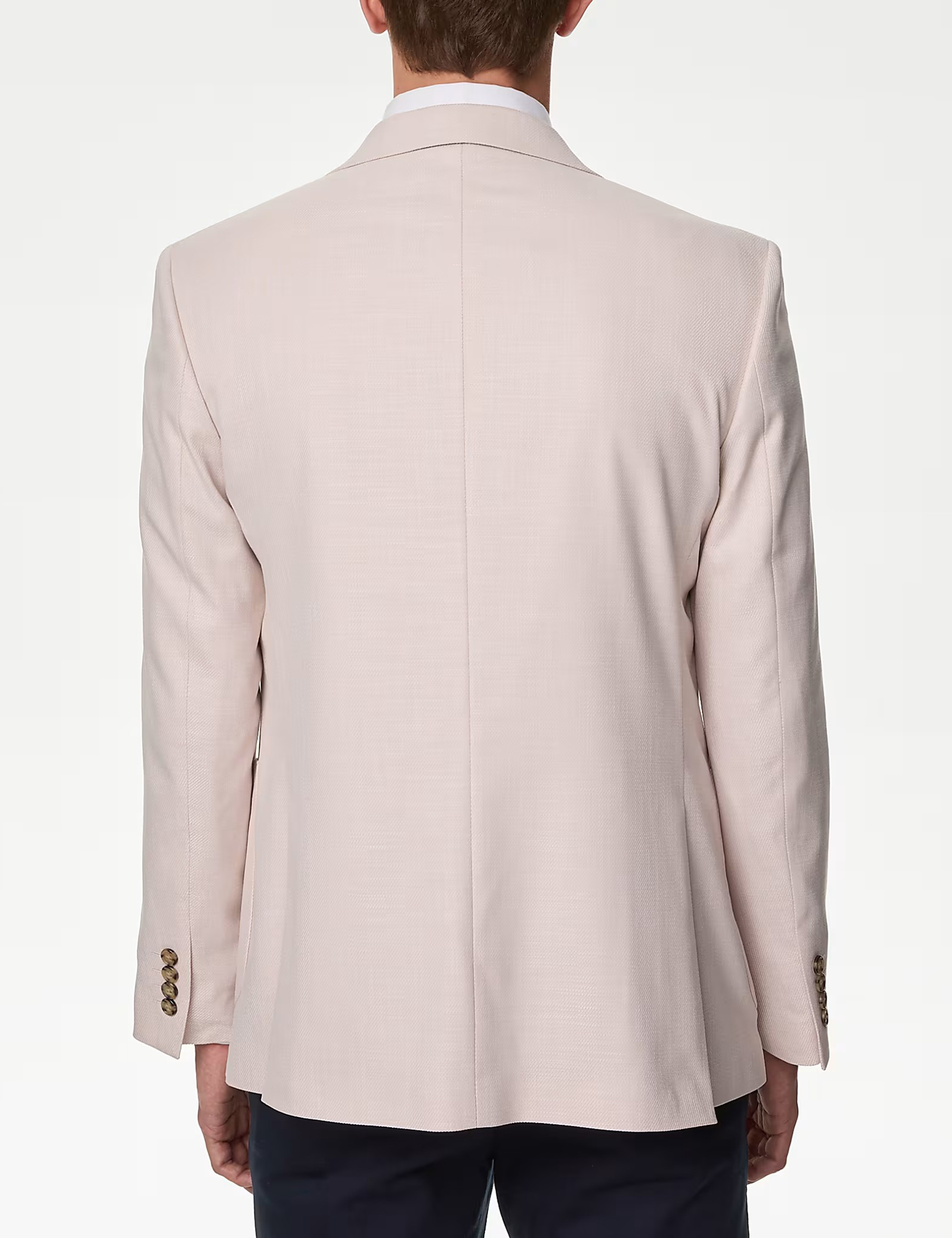 Men's Light Pink Textured Single Breasted Blazer