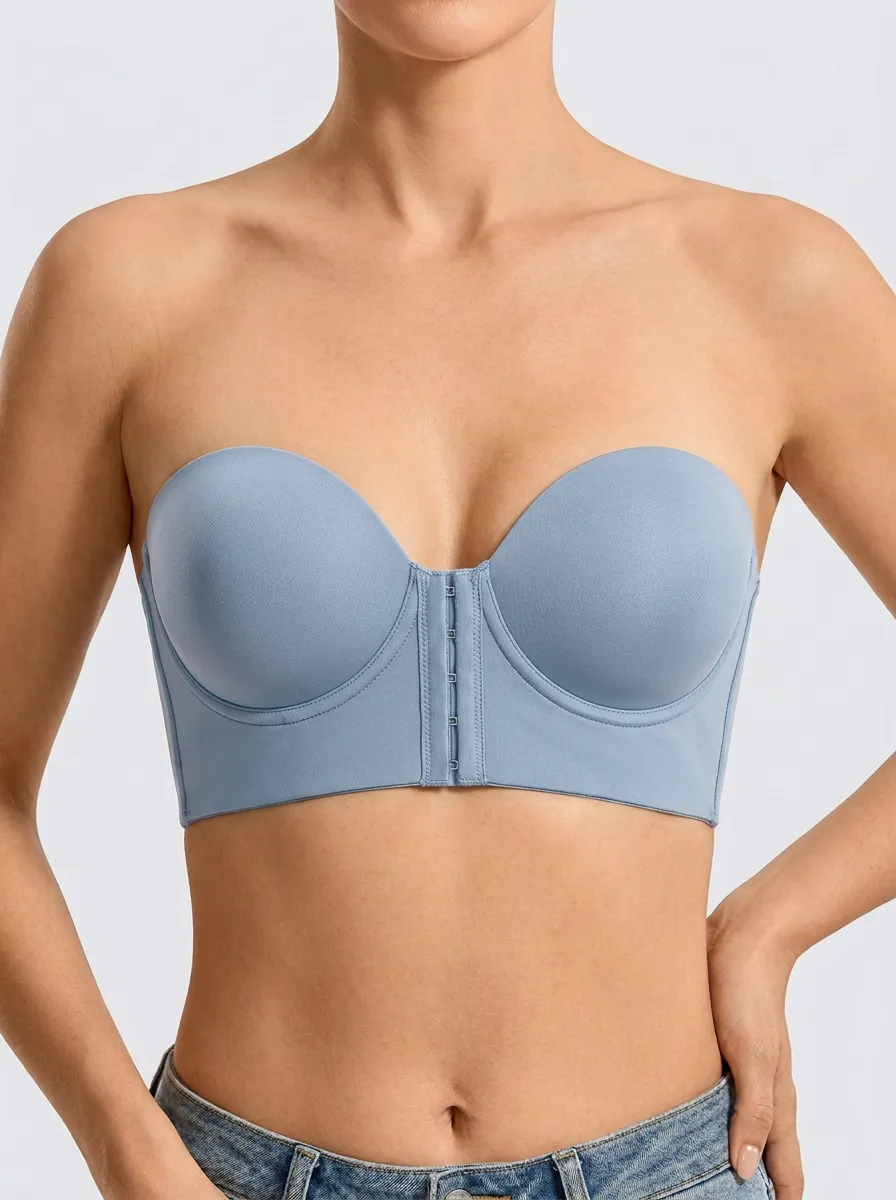 Women's Multi-Clasp Front-Closure Bustier Bra