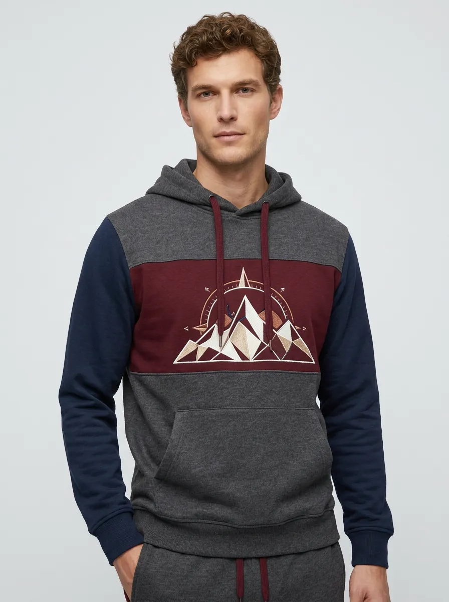 Men's Outdoor Adventure Mountain Compass Printed Tracksuit