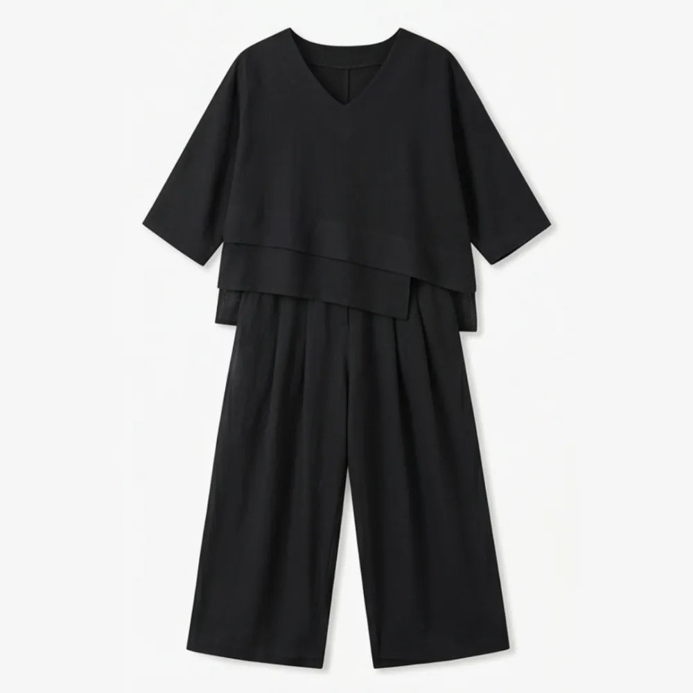 Asymmetric Two Piece Pants Set